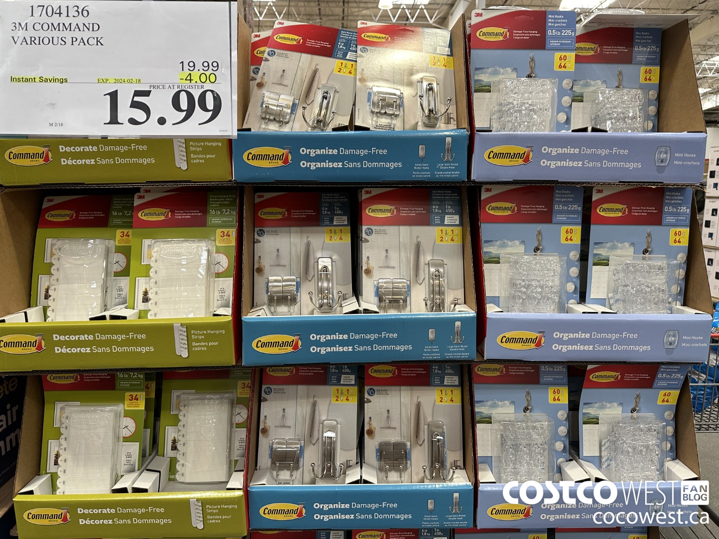 1704136 3M COMMAND VARIOUS PACK ($4.00 INSTANT SAVINGS EXPIRES ON 2024-02-18) $15.99