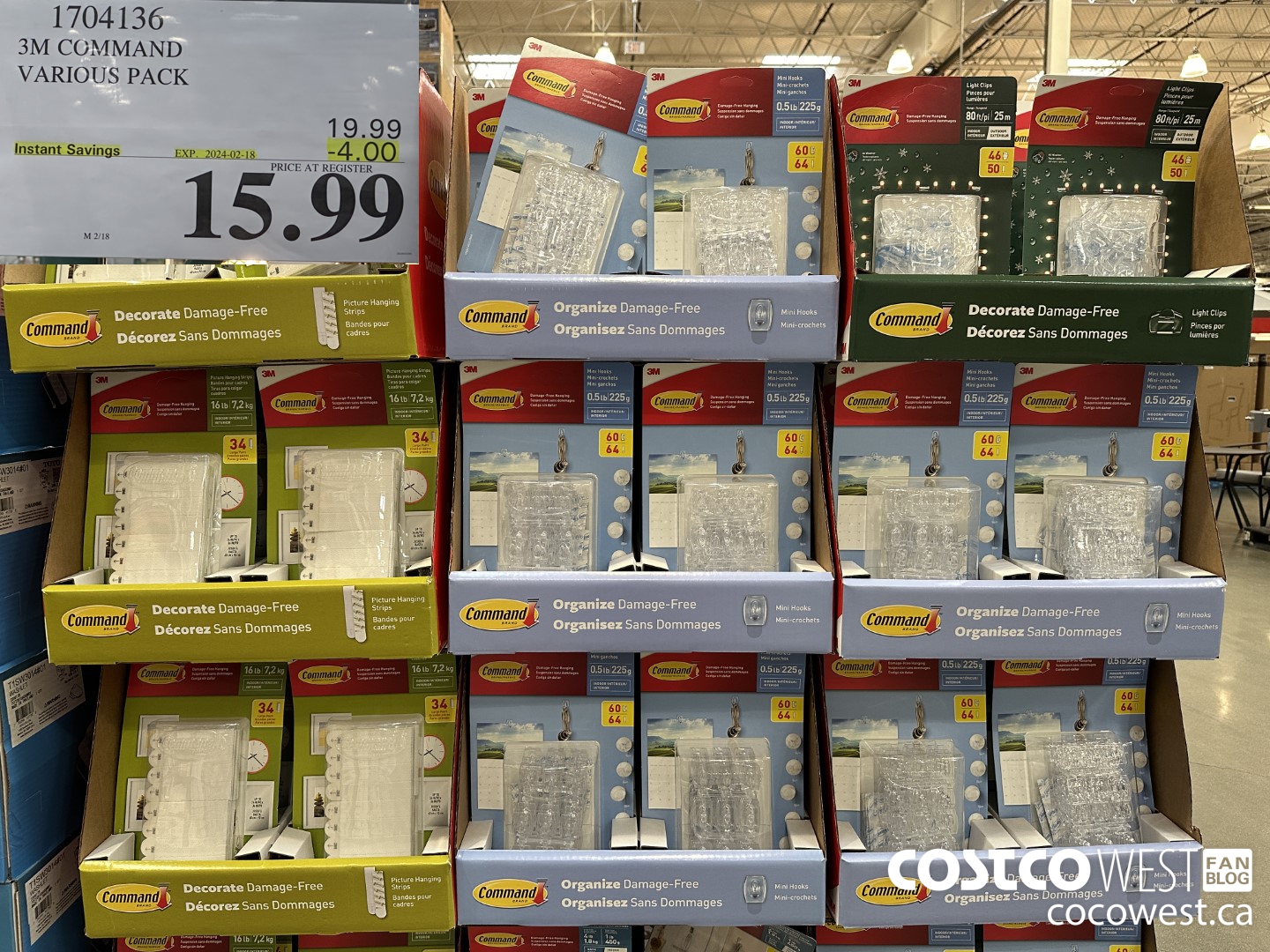 1704136 3M COMMAND VARIOUS PACK ($4.00 INSTANT SAVINGS EXPIRES ON 2024-02-18) $15.99