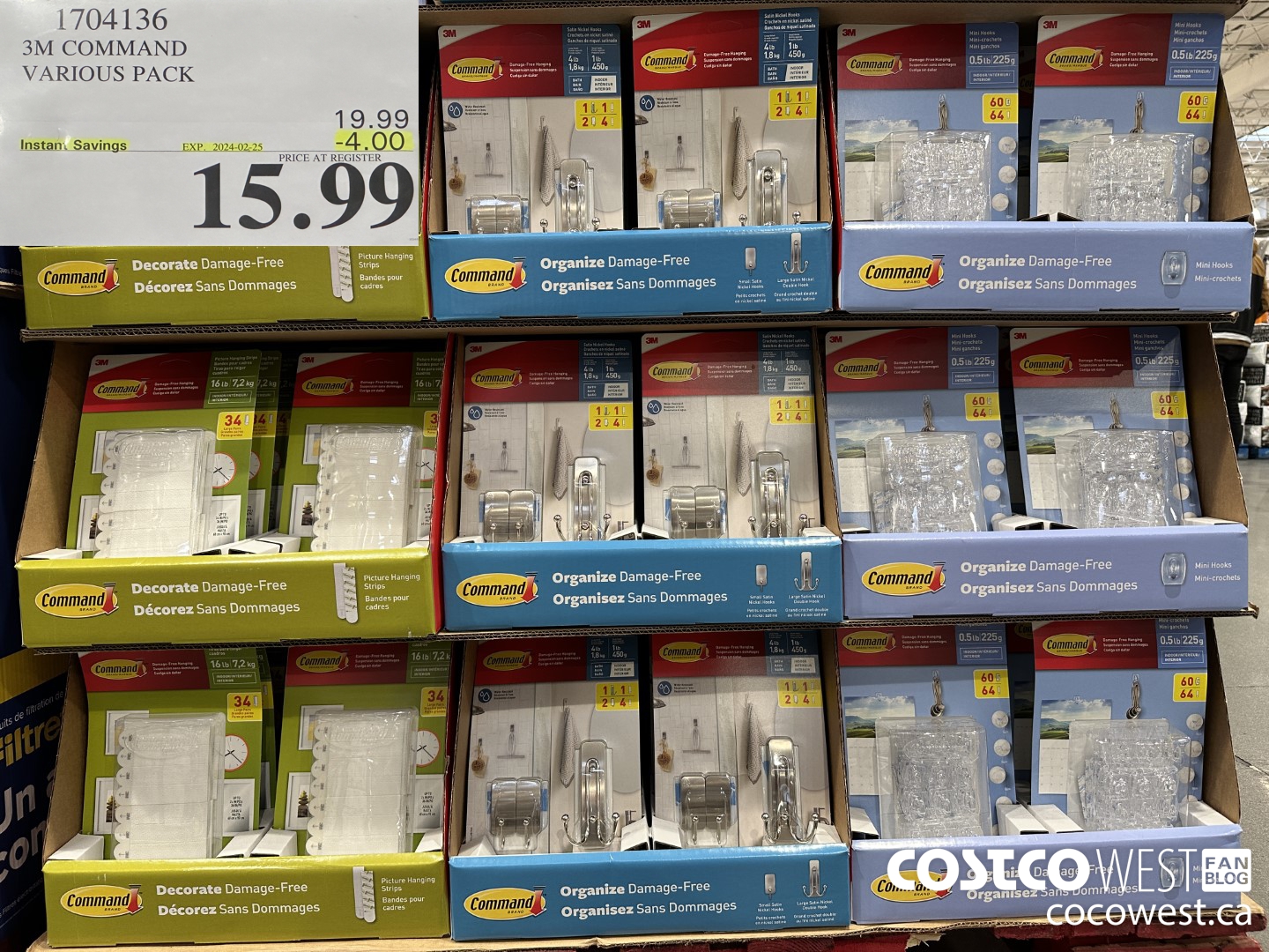 1704136 3M COMMAND VARIOUS PACK ($4.00 INSTANT SAVINGS EXPIRES ON 2024-02-25) $15.99