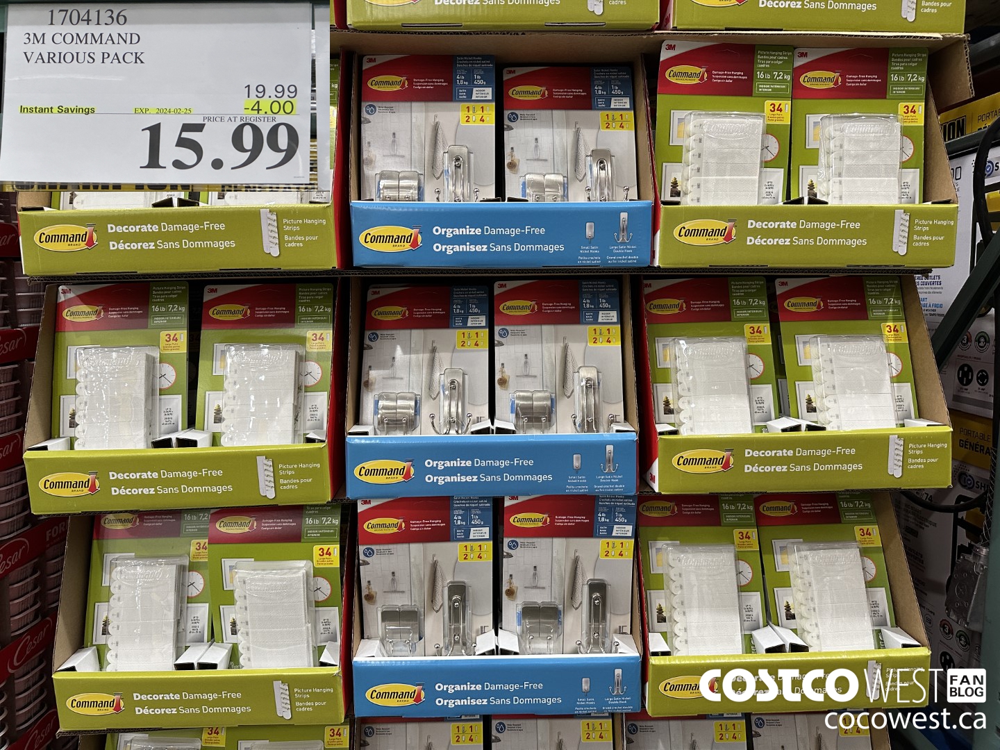 1704136 3M COMMAND VARIOUS PACK ($4.00 INSTANT SAVINGS EXPIRES ON 2024-02-25) $15.99