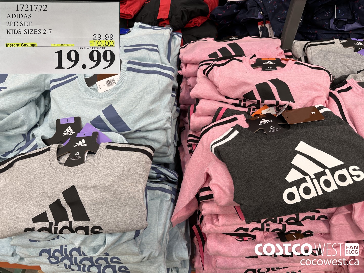 1721772 ADIDAS 2PC SET KIDS SIZES 2-7 ($10.00 INSTANT SAVINGS EXPIRES ON 2024-03-03) $19.99