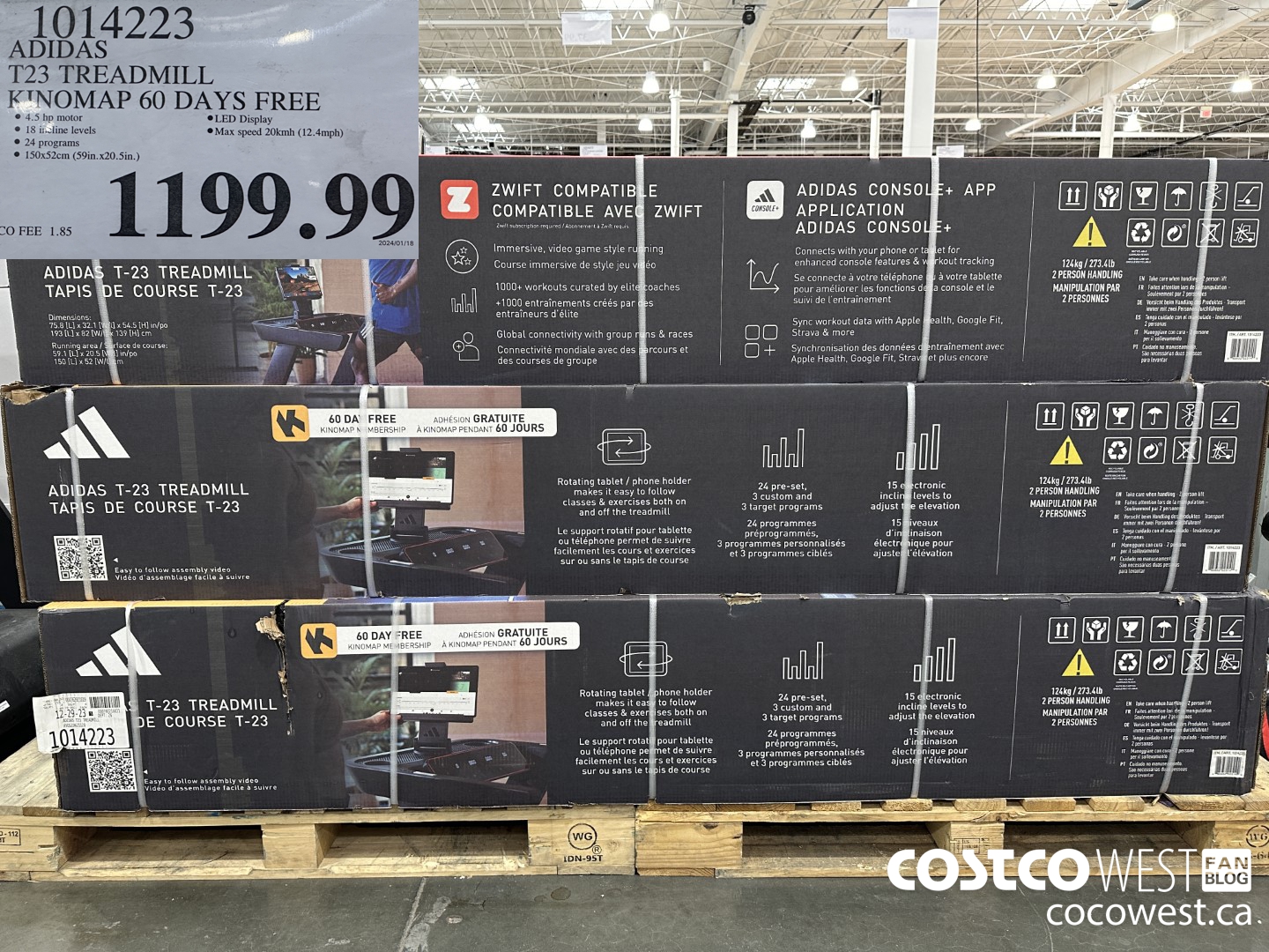 1014223 ADIDAS T23 TREADMILL KINOMAP 60 DAYS FREE $1199.99