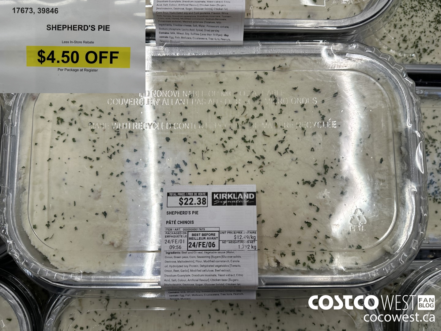 17673 ALSO 39846 SHEPHERD'S PIE  ($4.50 INSTANT SAVINGS)