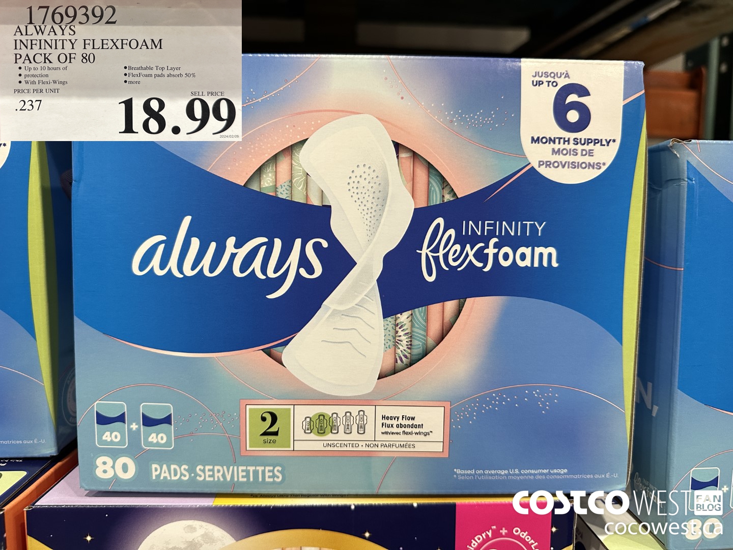1769392 ALWAYS INFININTY FLEXFOAM PACK OF 80 $18.99