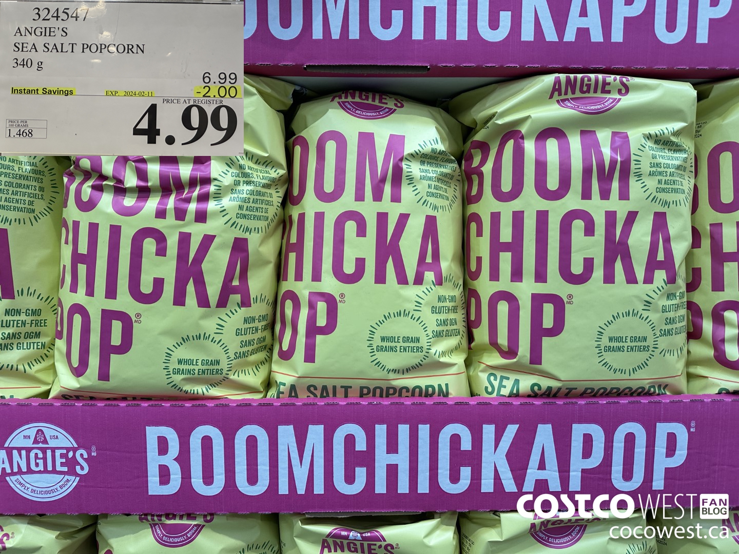 324547 ANGIE'S SEA SALT POPCORN 340 G ($2.00 INSTANT SAVINGS EXPIRES ON 2024-02-11) $4.99