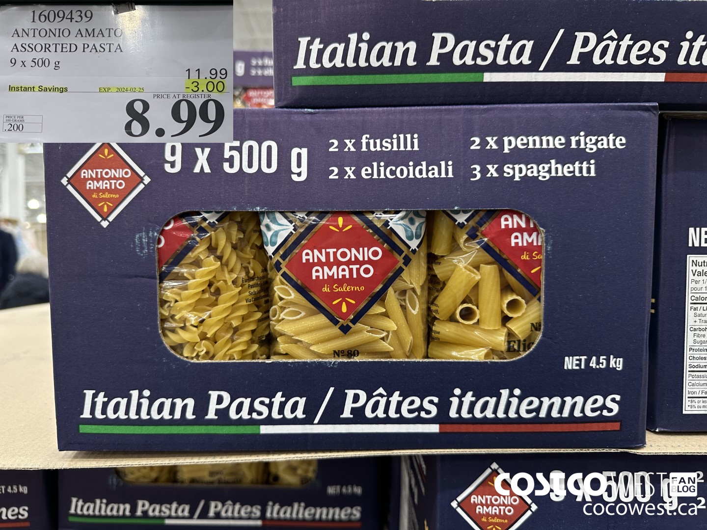 1609439 ANTONIO AMATO ASSORTED PASTA 9 X 500 G ($3.00 INSTANT SAVINGS EXPIRES ON 2024-02-25) $8.99