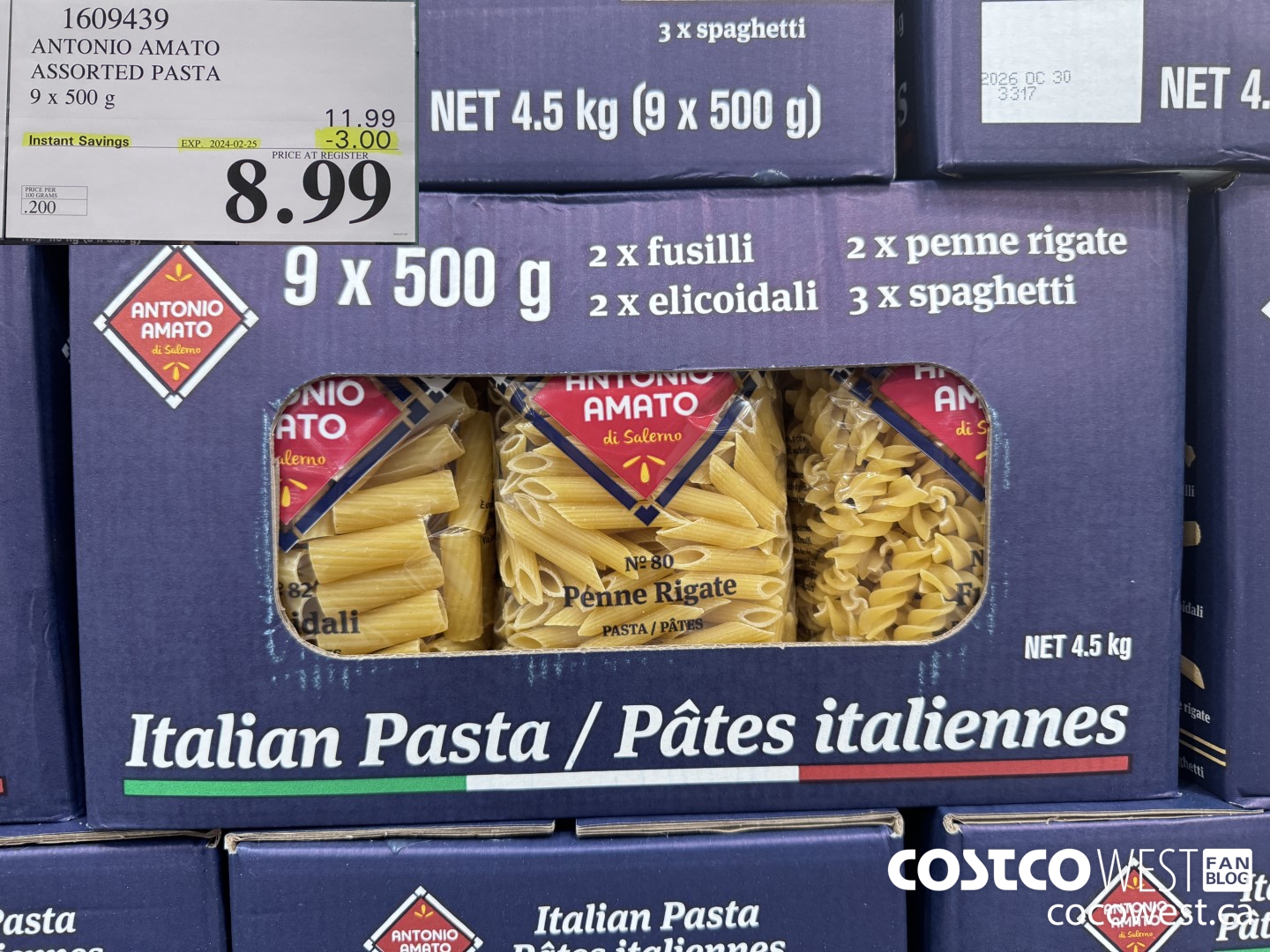 1609439 ANTONIO AMATO ASSORTED PASTA 9 X 500 G ($3.00 INSTANT SAVINGS EXPIRES ON 2024-02-25) $8.99