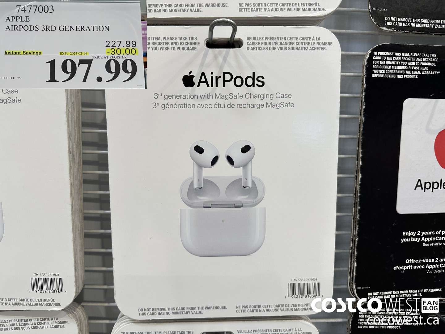 7477003 APPLE AIRPODS 3RD GENERATION ($30.00 INSTANT SAVINGS EXPIRES ON 2024-02-14) $197.99