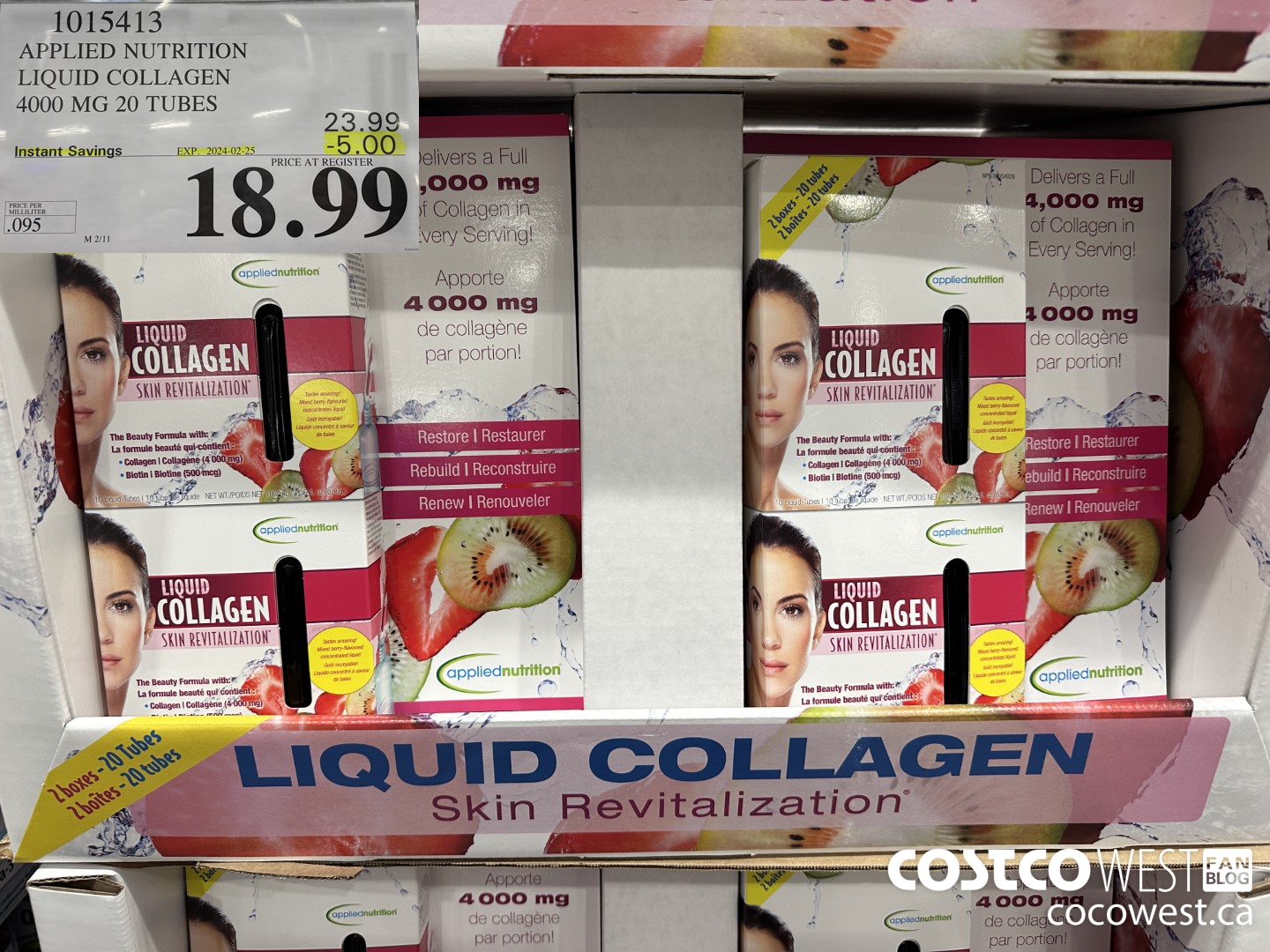 1015413 APPLIED NUTRITION LIQUID COLLAGEN 4000 MG 20 TUBES ($5.00 INSTANT SAVINGS EXPIRES ON 2024-02-25) $18.99