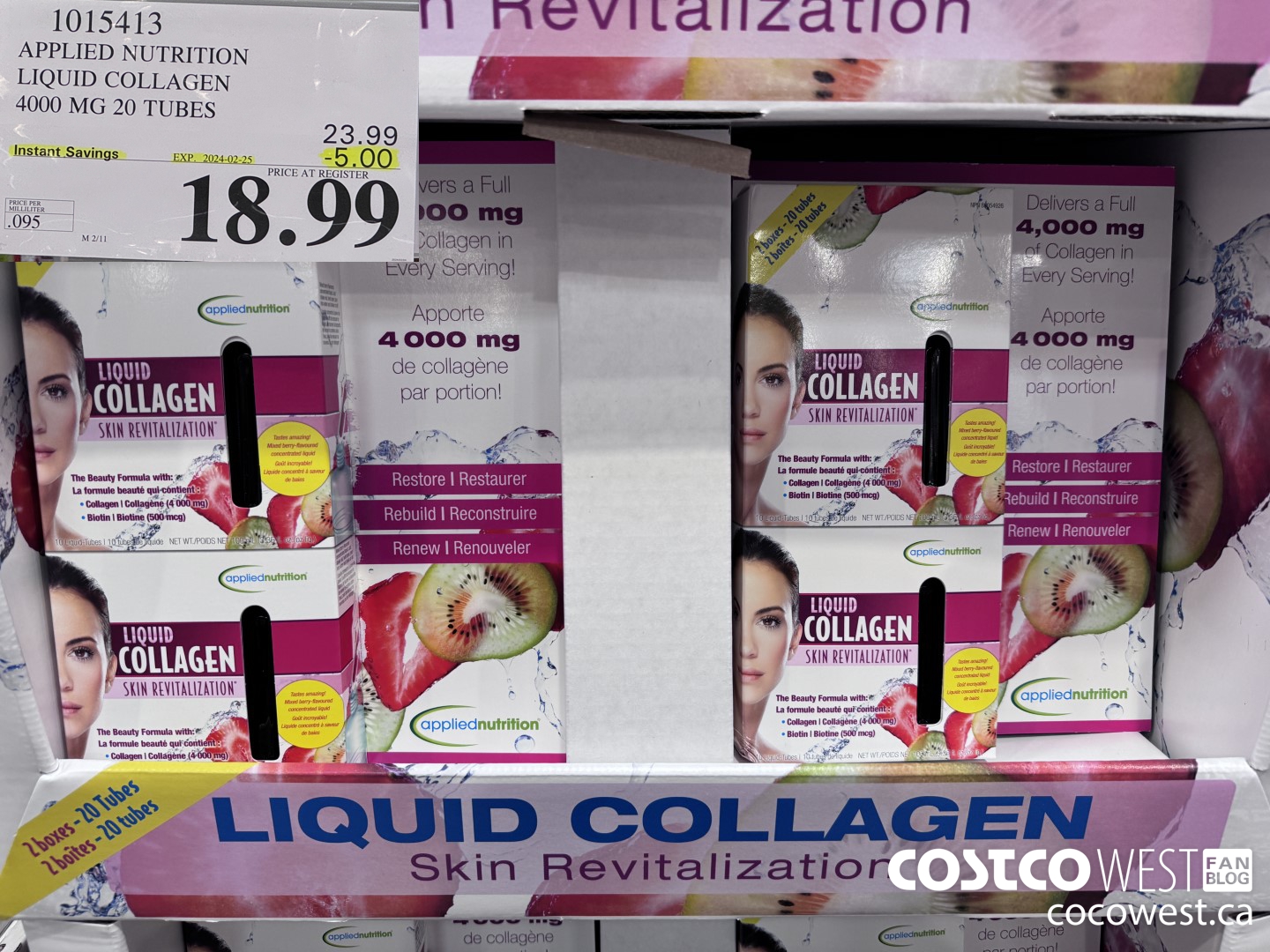 1015413 APPLIED NUTRITION LIQUID COLLAGEN 4000 MG 20 TUBES ($5.00 INSTANT SAVINGS EXPIRES ON 2024-02-25) $18.99