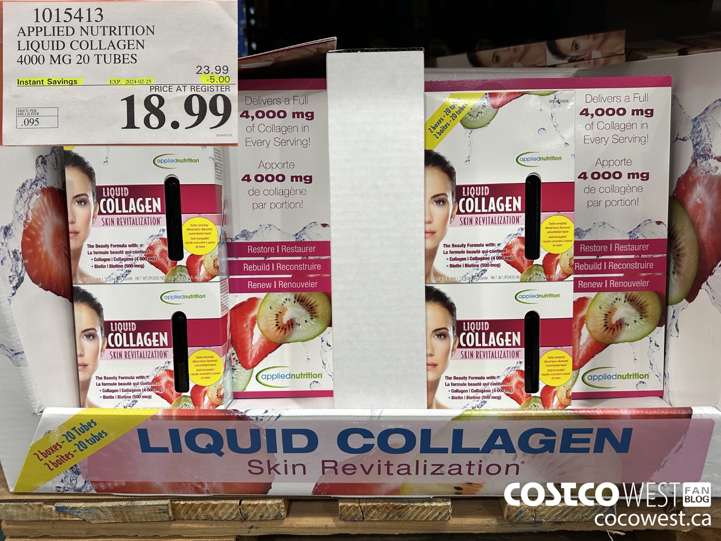 1015413 APPLIED NUTRITION LIQUID COLLAGEN 4000 MG 20 TUBES ($5.00 INSTANT SAVINGS EXPIRES ON 2024-02-25) $18.99