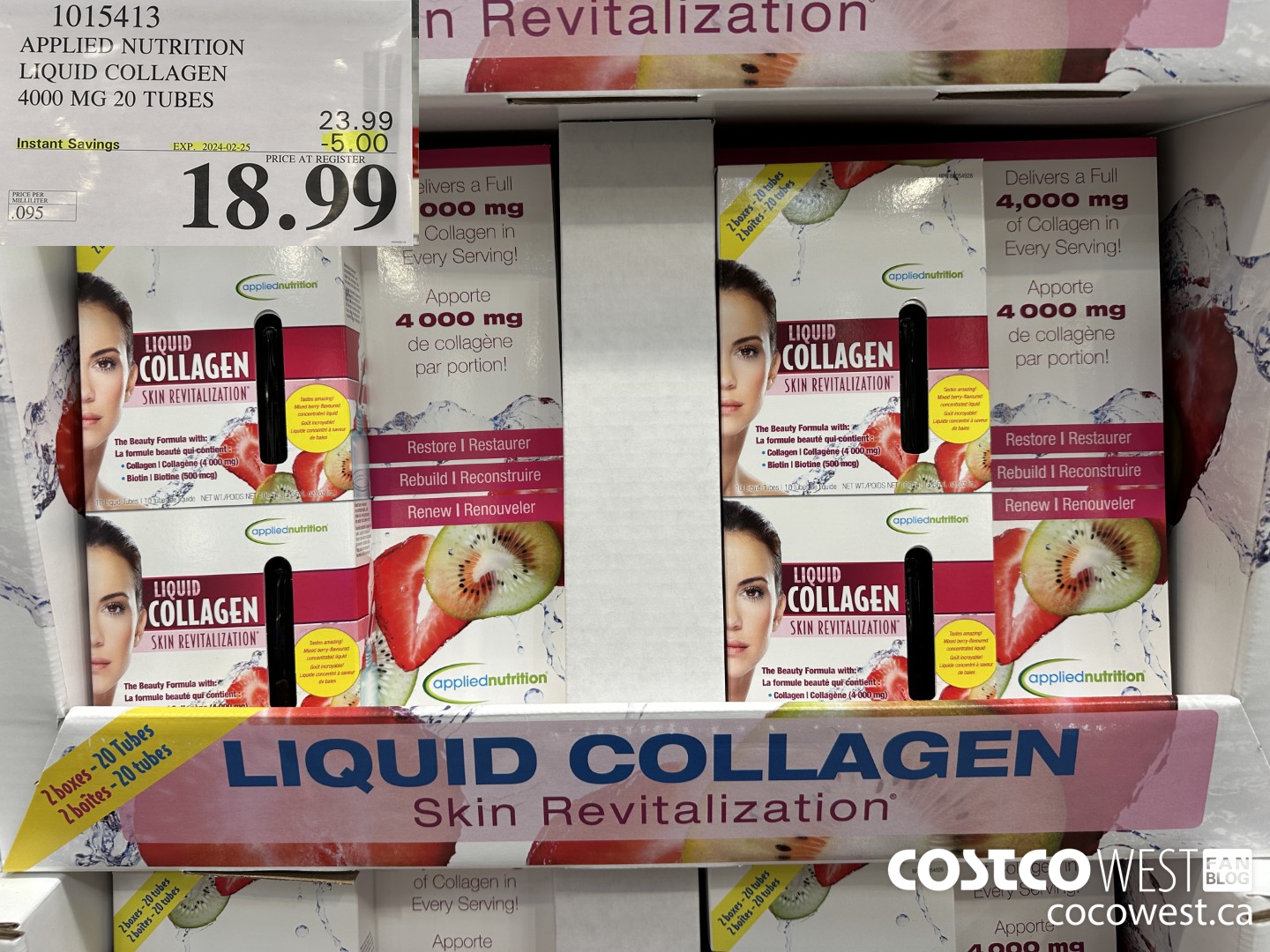 1015413 APPLIED NUTRITION LIQUID COLLAGEN 4000 MG 20 TUBES ($5.00 INSTANT SAVINGS EXPIRES ON 2024-02-25) $18.99