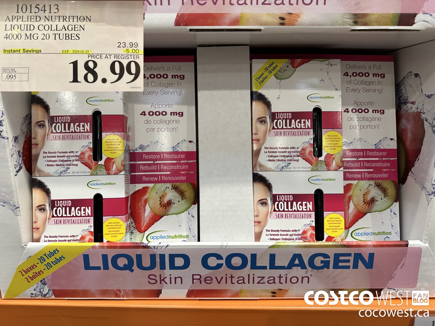 1015413 APPLIED NUTRITION LIQUID COLLAGEN 4000 MG 20 TUBES ($5.00 INSTANT SAVINGS EXPIRES ON 2024-02-25) $18.99