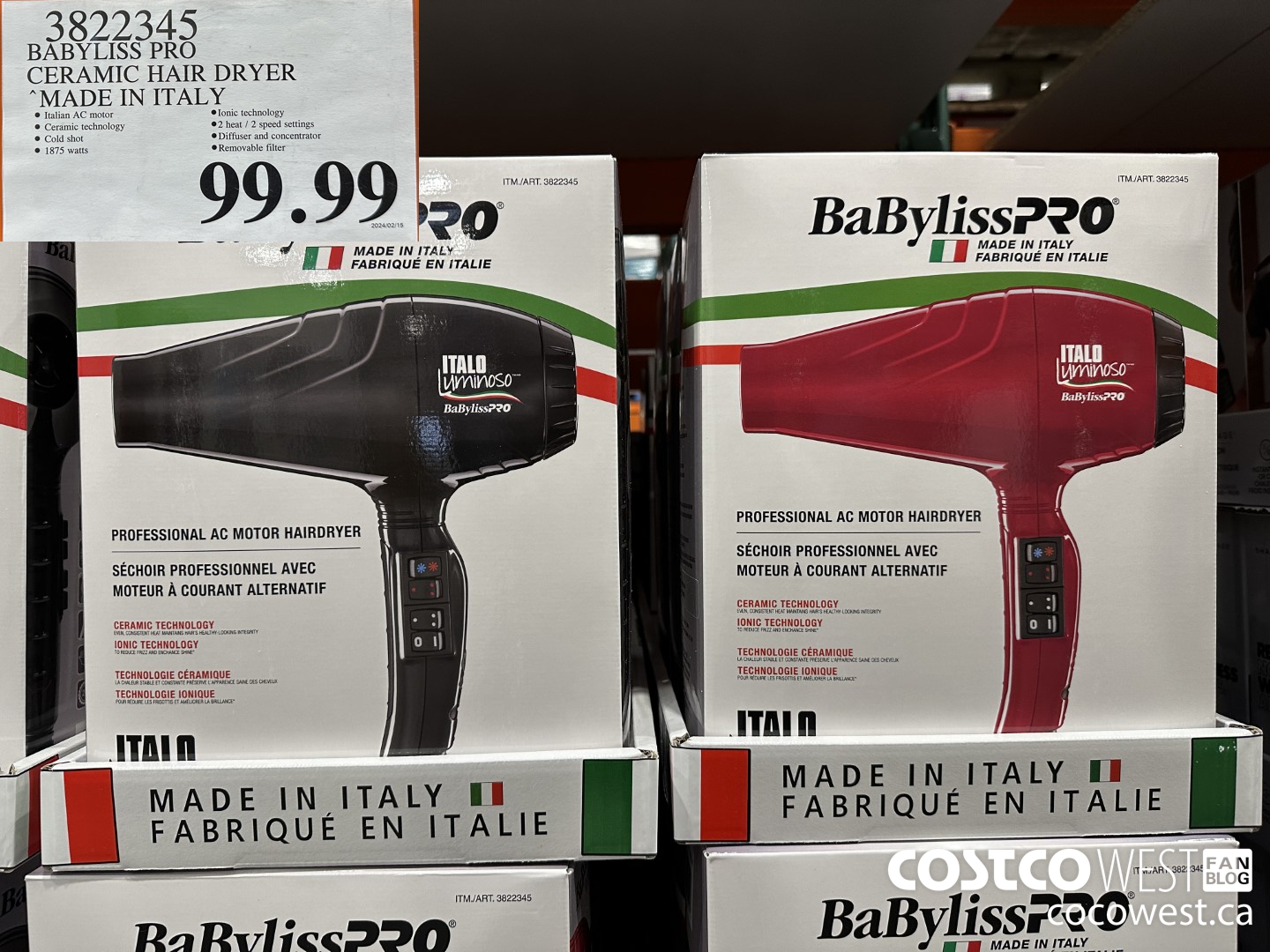 3822345 BABYLISS PRO CERAMIC HAIR DRYER MADE IN ITALY $99.99