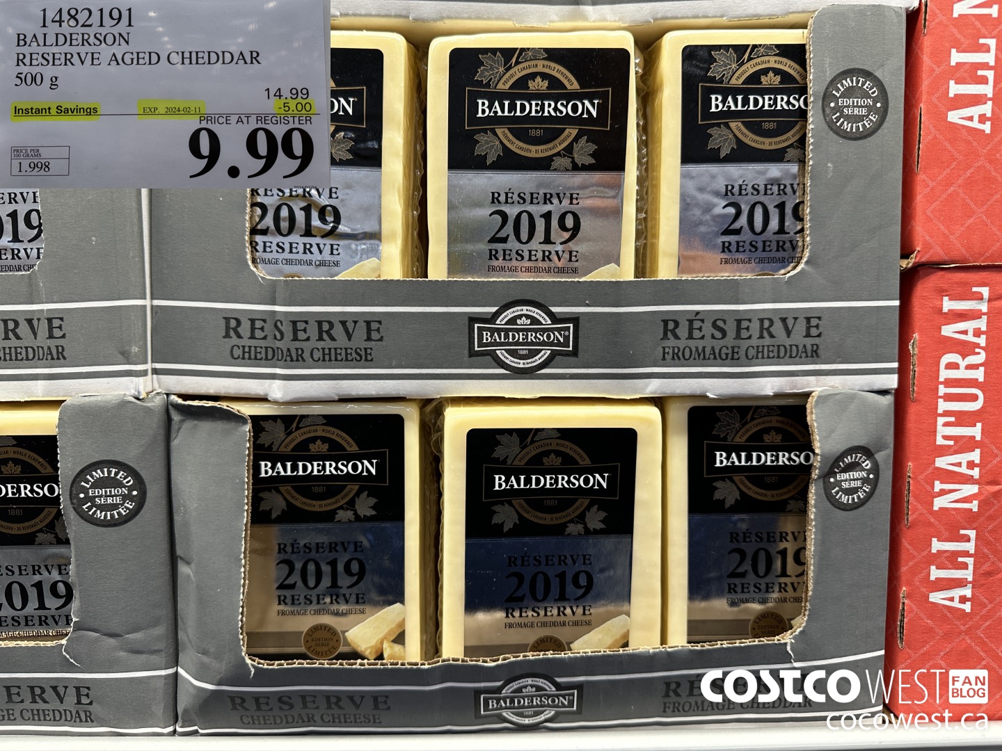 1482191 BALDERSON RESERVE AGED CHEDDAR 500 g ($5.00 INSTANT SAVINGS EXPIRES ON 2024-02-11) $9.99