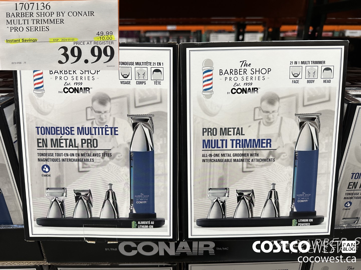 1707136 BARBER SHOP BY CONAIR MULTI TRIMMER PRO SERIES ($10.00 INSTANT SAVINGS EXPIRES ON 2024-03-03) $39.99