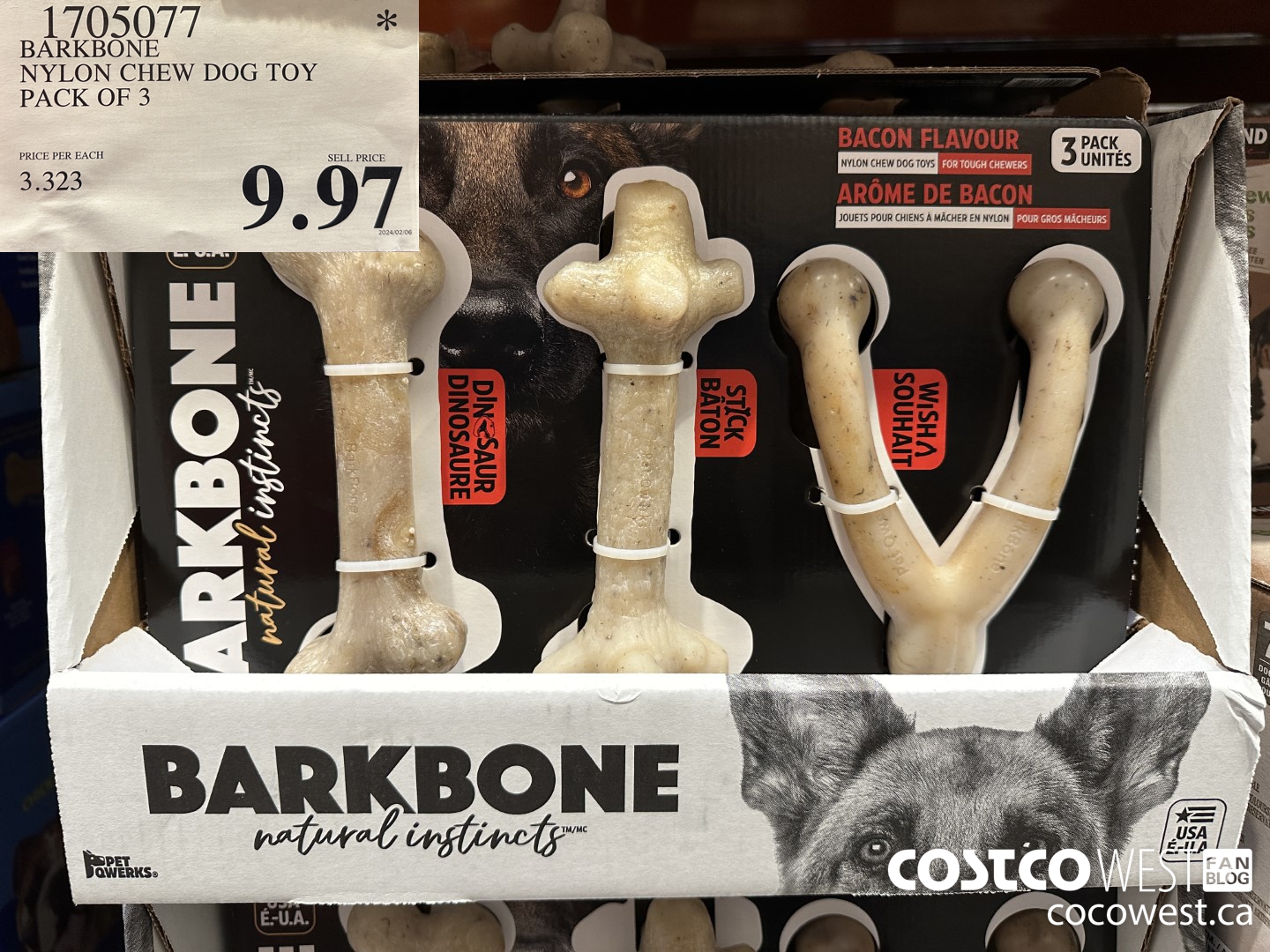 1705077 BARKBONE NYLON CHEW DOG TOY PACK OF 3 $9.97