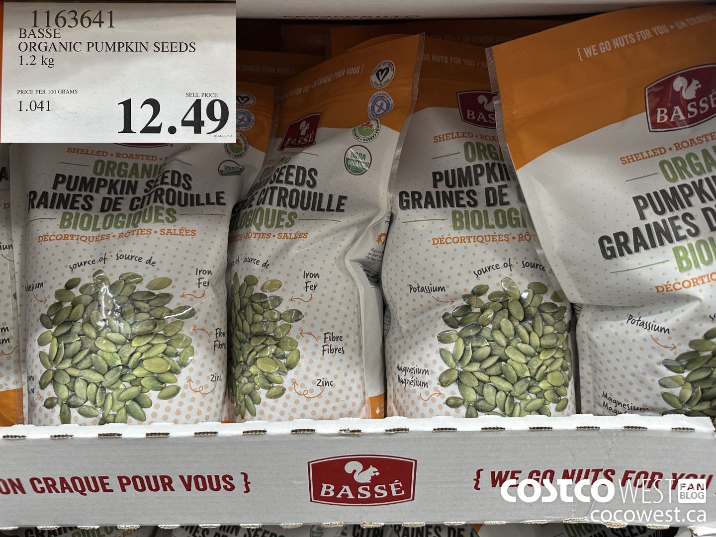 1163641 BASSE ORGANIC PUMPKIN SEEDS 1.2 KG $12.49