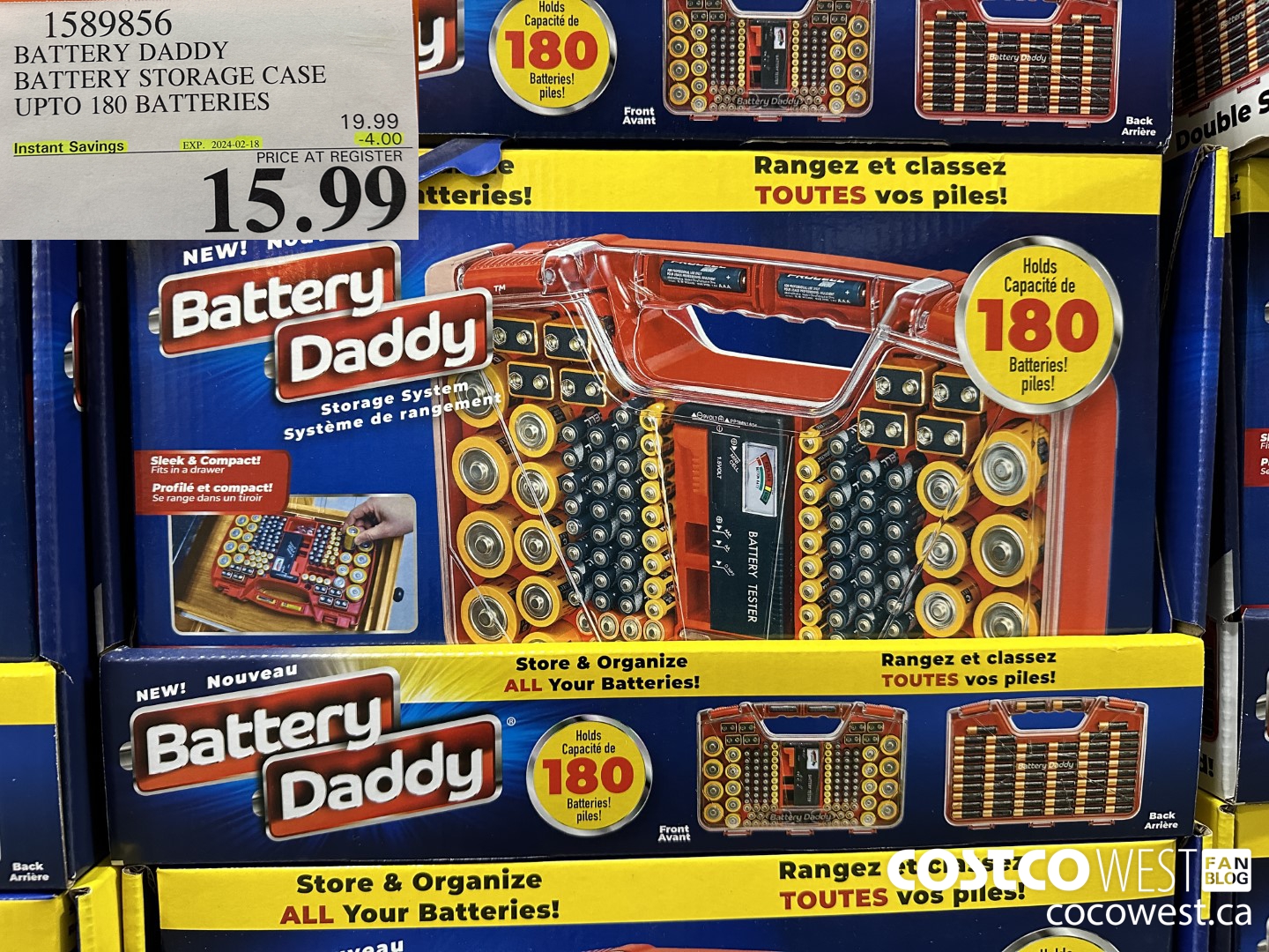 1589856 BATTERY DADDY BATTERY STORAGE CASE UP TO 180 BATTERIES ($4.00 INSTANT SAVINGS EXPIRES ON 2024-02-18) $15.99