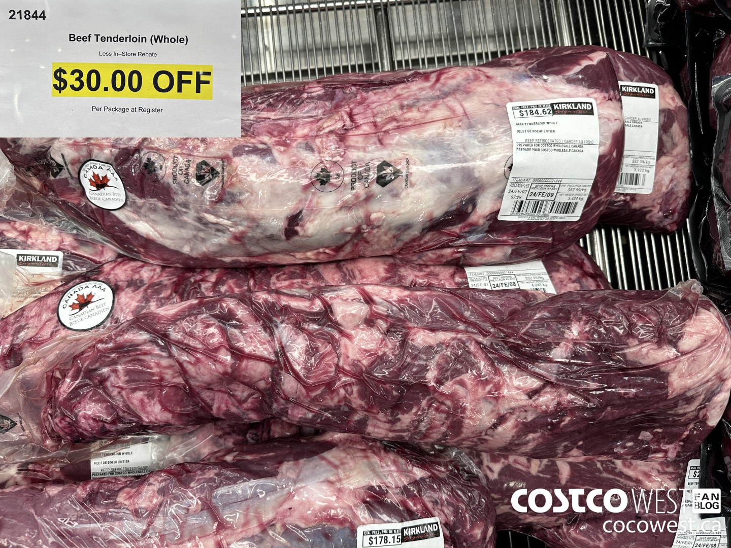21844 BEEF TENDERLOIN WHOLE ($30.00 INSTANT SAVINGS)