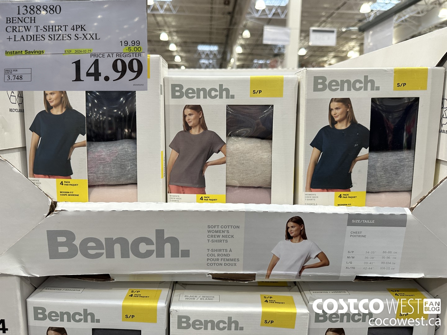 1388880 BENCH CREW TSHIRT 4PK LADIES SIZES S-XXL ($5.00 INSTANT SAVINGS EXPIRES ON 2024-02-25) $16.99