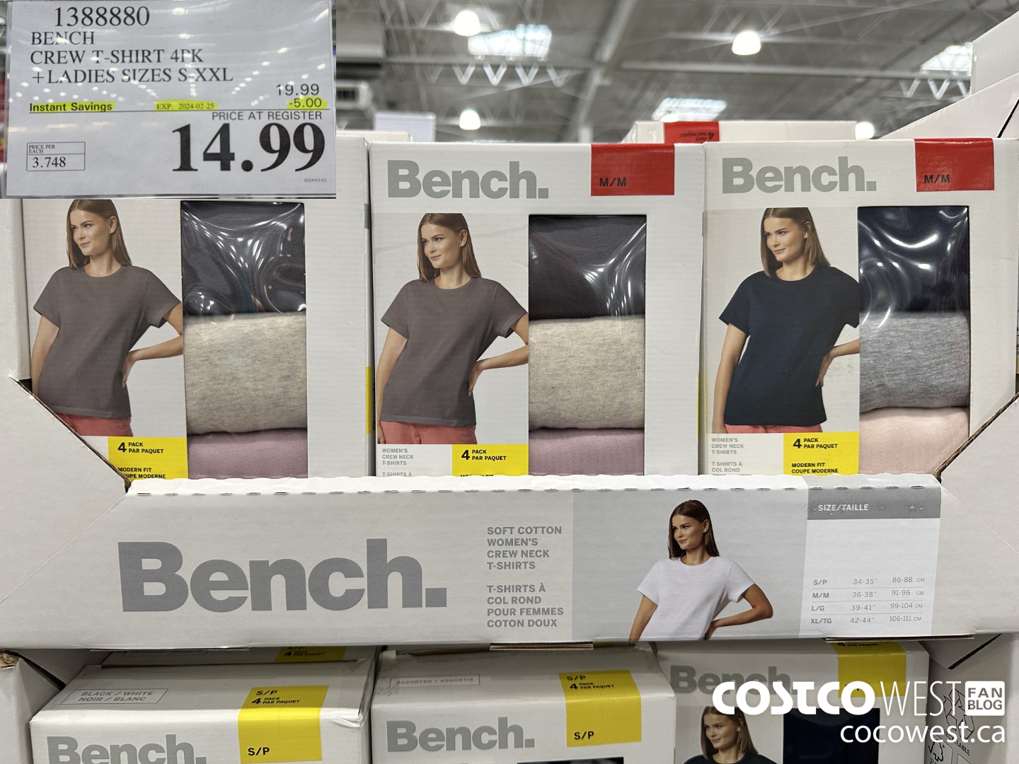 1388880 BENCH CREW TSHIRT 4PK LADIES SIZES S-XXL ($5.00 INSTANT SAVINGS EXPIRES ON 2024-02-25) $14.99