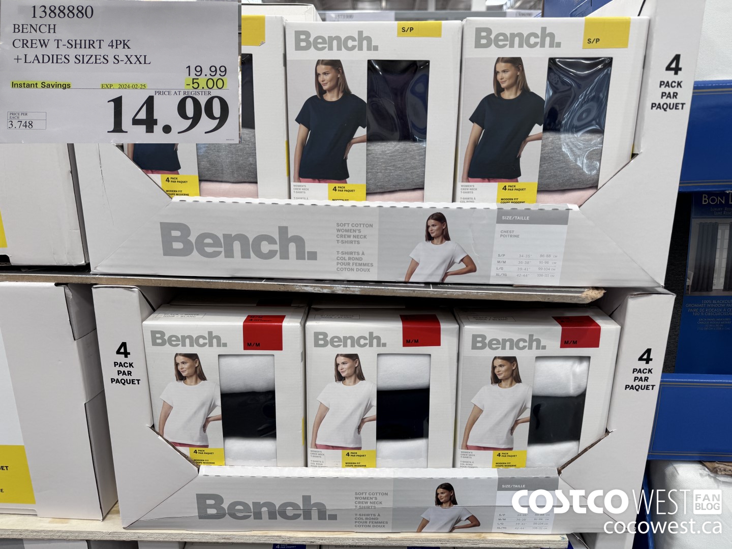 1388880 BENCH CREW TSHIRT 4PK LADIES SIZES S-XXL ($5.00 INSTANT SAVINGS EXPIRES ON 2024-02-25) $14.99