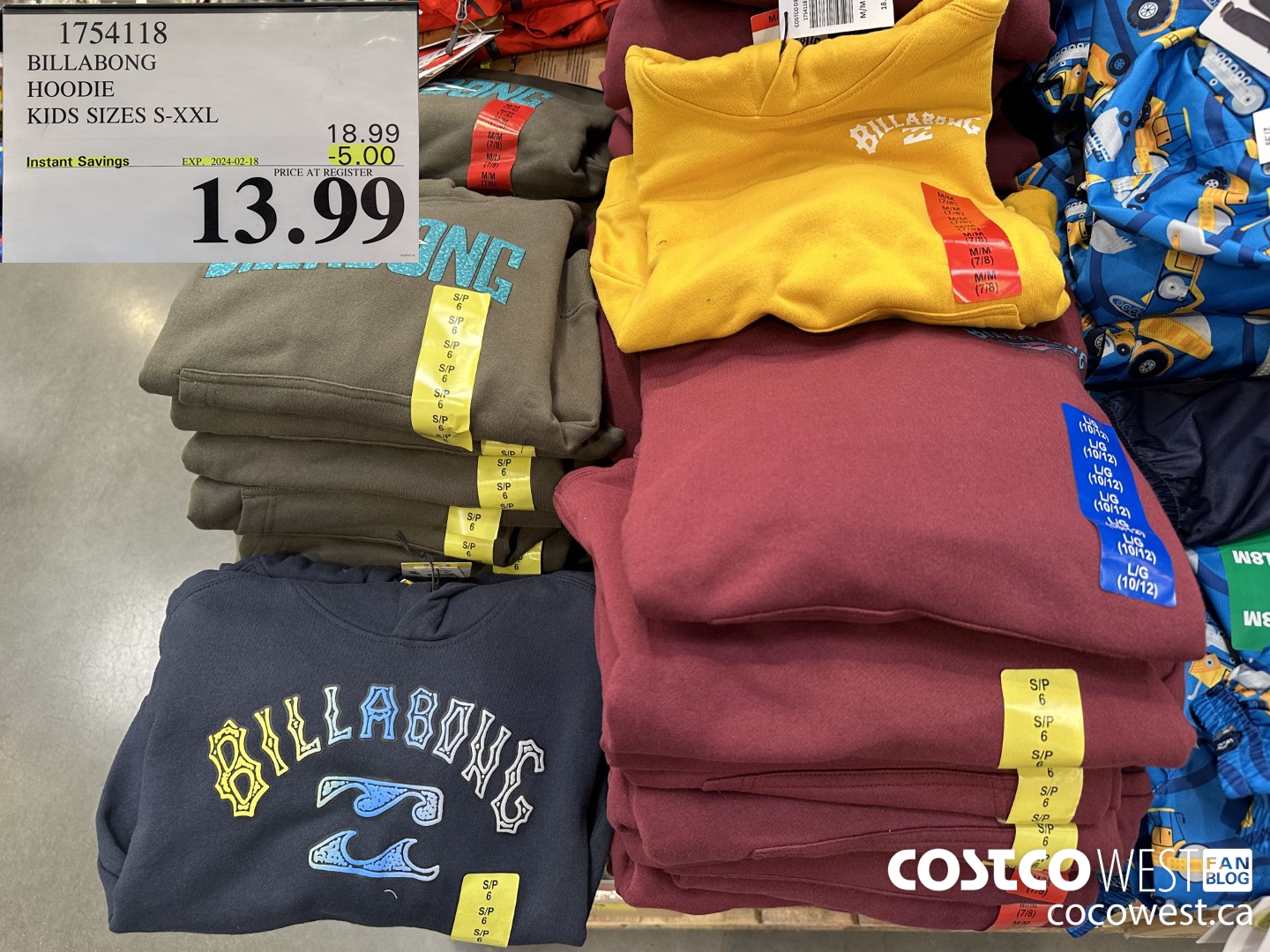 1754118 BILLABONG HOODIE KIDS SIZES S-XXL  ($5.00 INSTANT SAVINGS EXPIRES ON 2024-02-18) $13.99