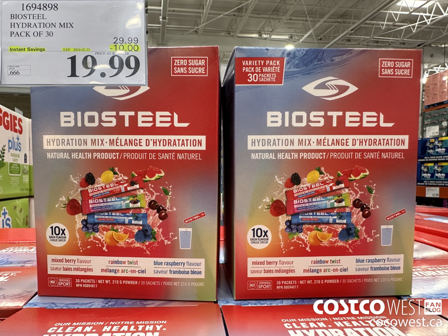 1694898 BIOSTEEL HYDRATION MIX PACK OF 30 ($10.00 INSTANT SAVINGS EXPIRES ON 2024-02-23) $19.99