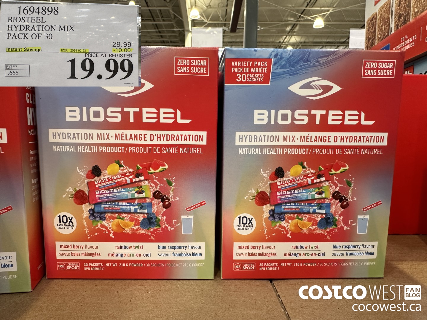 1694898 BIOSTEEL HYDRATION MIX PACK OF 30 ($10.00 INSTANT SAVINGS EXPIRES ON 2024-02-23) $19.99