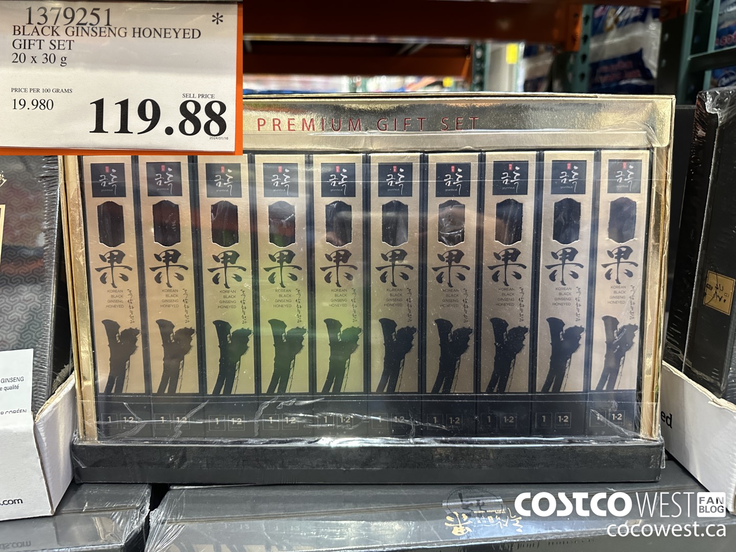 1379251 BLACK GINSENG HONEYED GIFT SET 20 X 30G $119.88