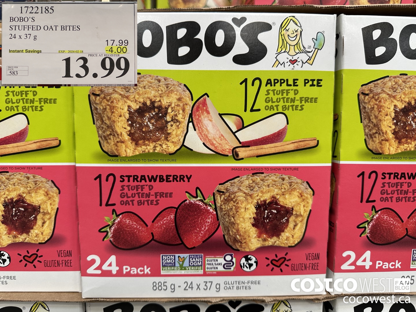 1722185 BOBO'S STUFFED OAT BITES 24 X 37 G ($4.00 INSTANT SAVINGS EXPIRES ON 2024-02-18) $13.99