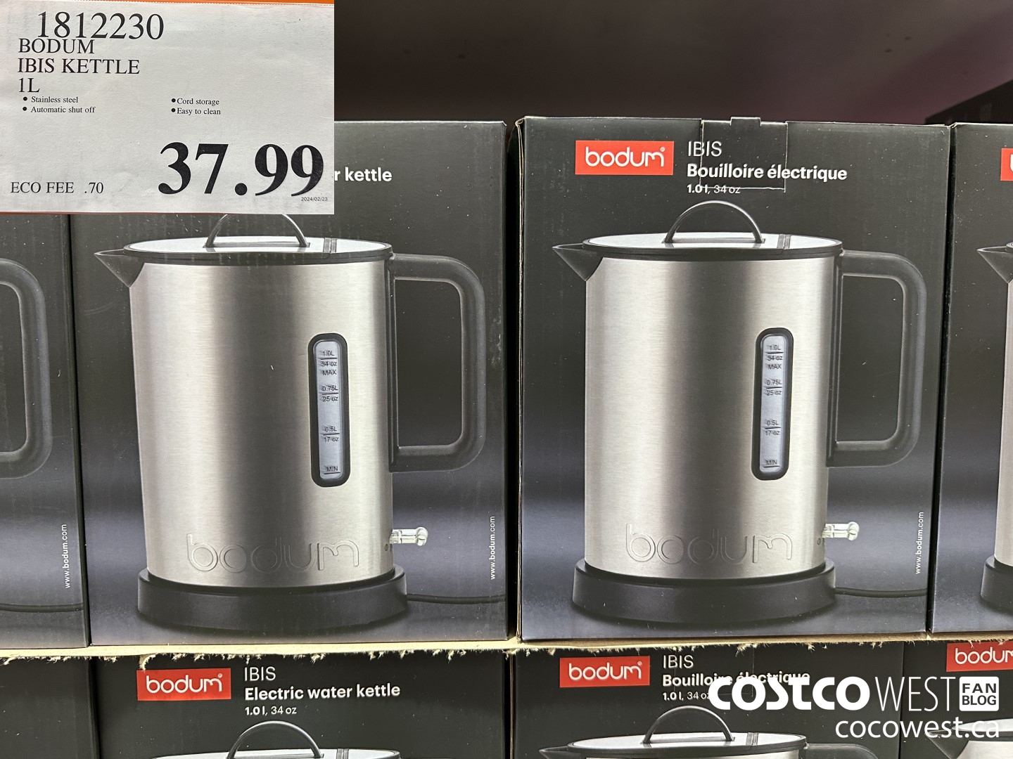 1812230 BODUM IBIS KETTLE 1L $37.99