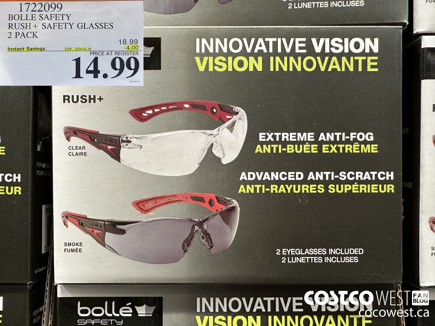 1722099 BOLLE SAFETY RUSH+ SAFETY GLASSES 2 PACK ($4.00 INSTANT SAVINGS EXPIRES ON 2024-02-18) $14.99