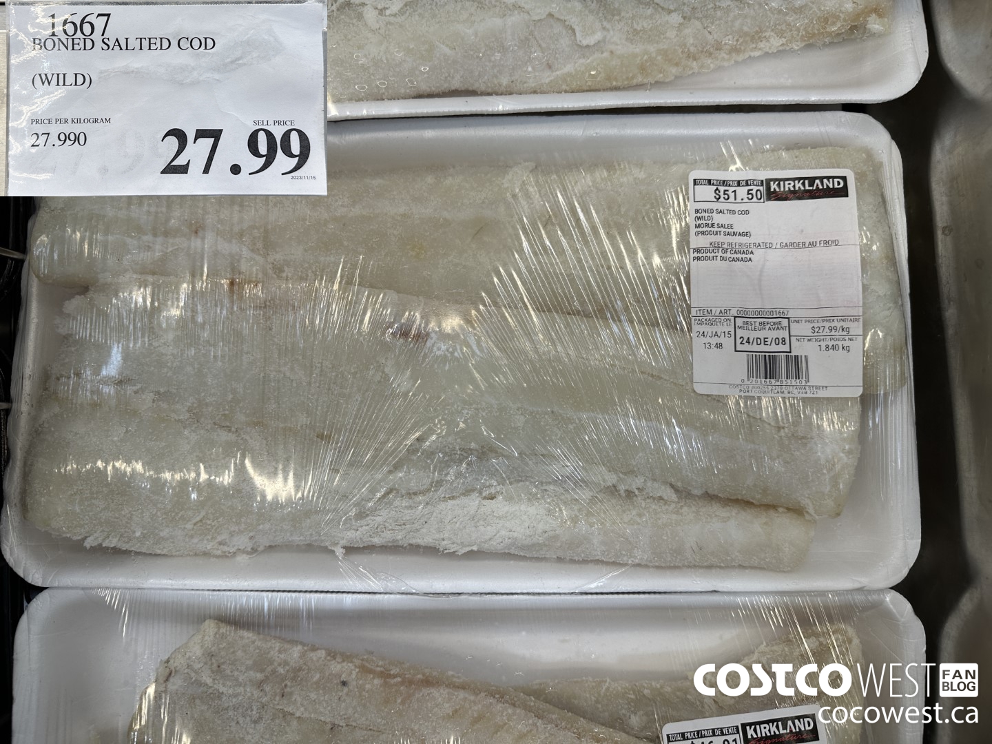 1667 BONED SALTED COD (WILD) $27.99