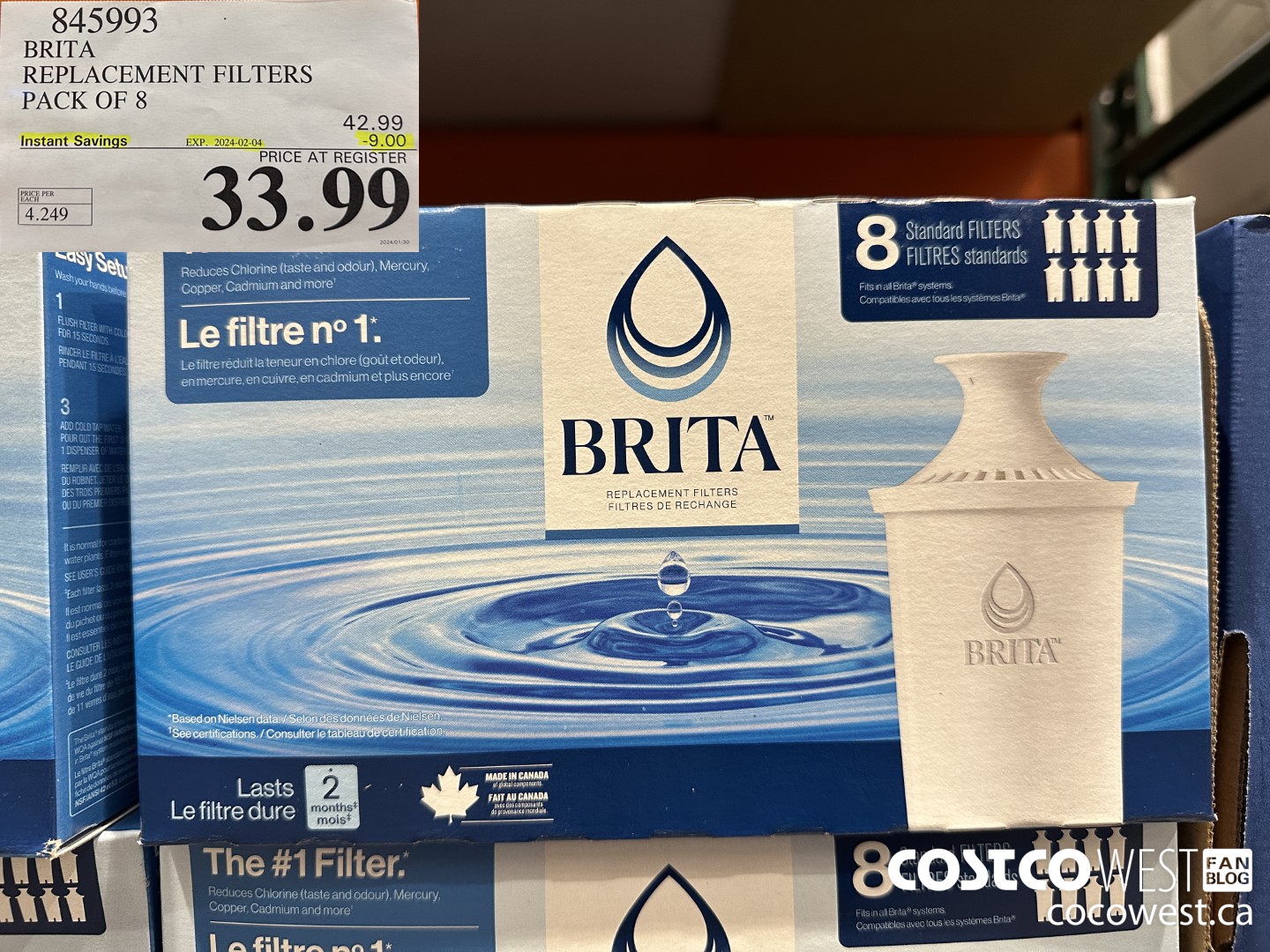 845993 BRITA REPLACEMENT FILTERS PACK OF 8 ($9.00 INSTANT SAVINGS EXPIRES ON 2024-02-04) $33.99