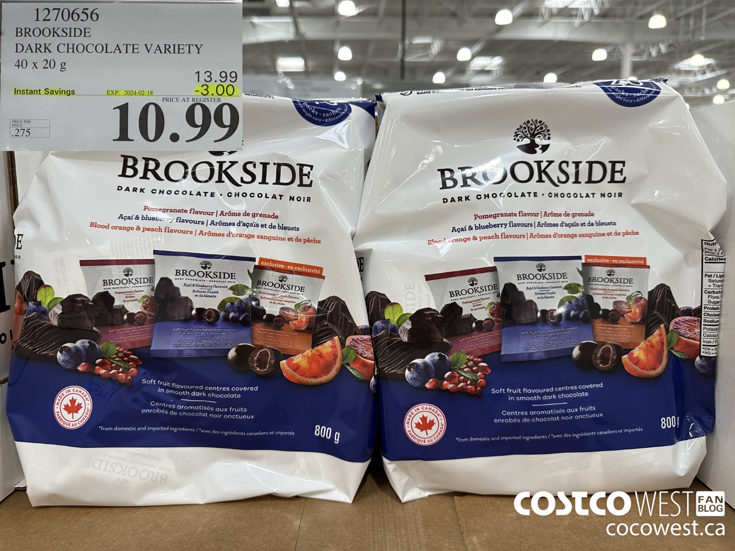 1270656 BROOKSIDE SUPERFRUIT VARIETY 40 x 20 g ($3.00 INSTANT SAVINGS EXPIRES ON 2024-02-18) $10.99