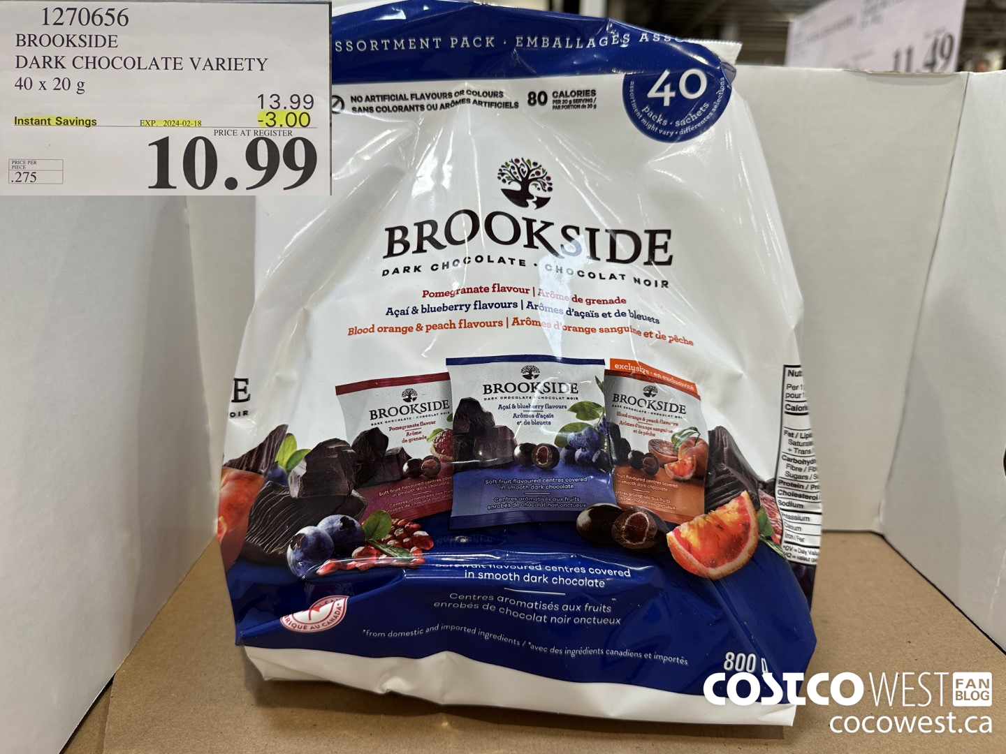 1270656 BROOKSIDE SUPERFRUIT VARIETY 40 x 20 g ($3.00 INSTANT SAVINGS EXPIRES ON 2024-02-18) $10.99
