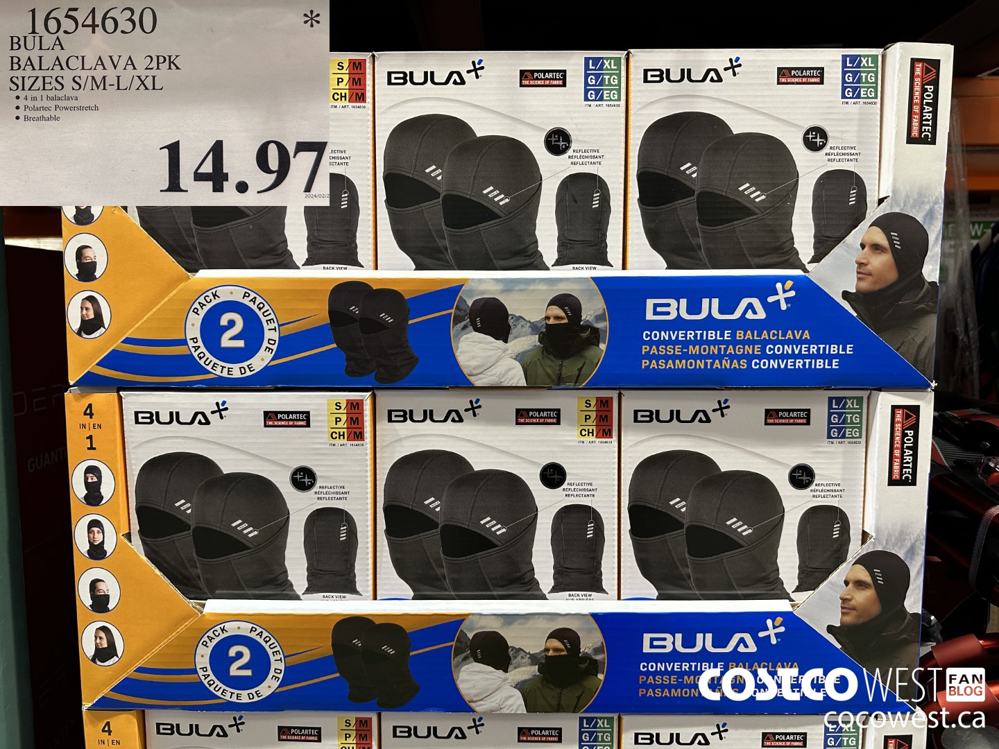 1654630 BULA BALACLAVA 2PK SIZES S/M-L/XL $14.97