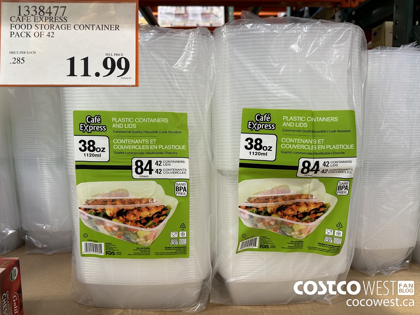 1338477 CAFE EXPRESS FOOD STORAGE CONTAINER PACK OF 42 $11.99