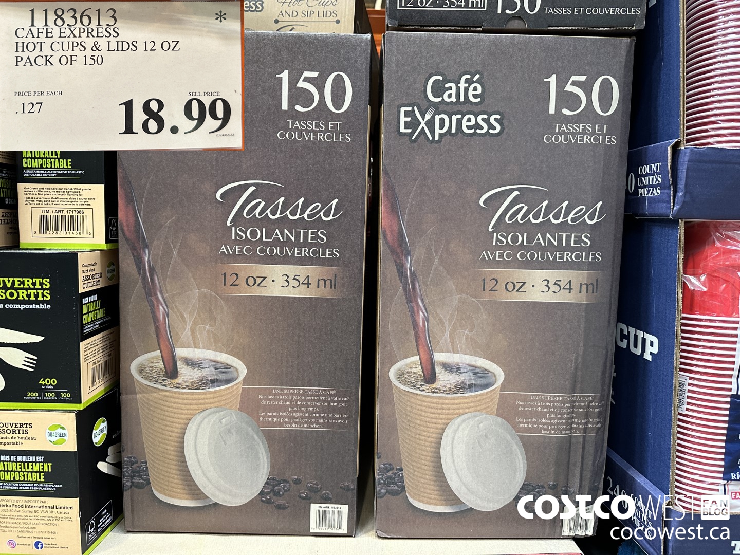 1183613 CAFE EXPRESS HOT CUPS & LIDS 12 OZ PACK OF 150 $18.99