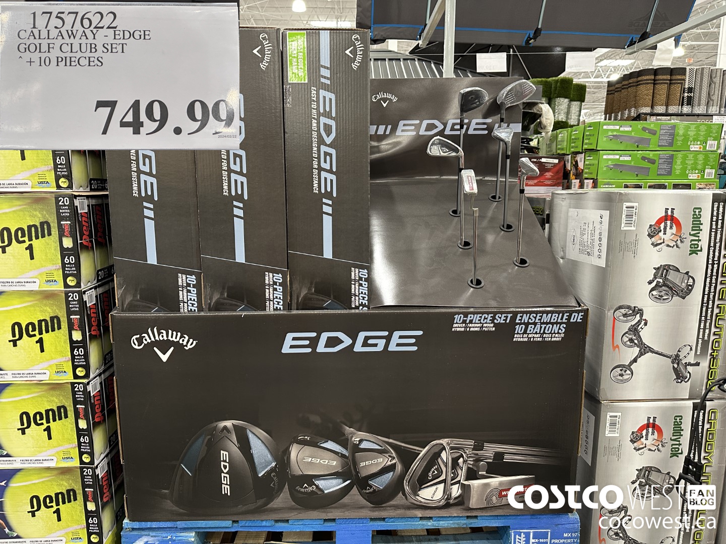 1757622 CALLAWAY EDGE GOLF CLUB SET 10 PIECES $749.99