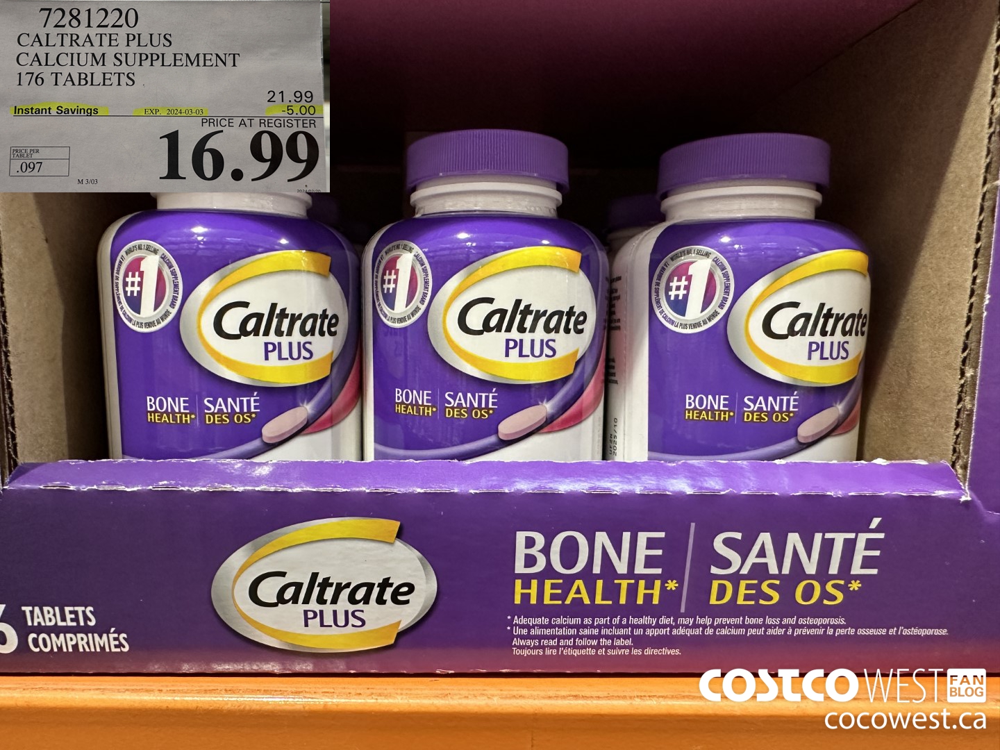 7281220 CALTRATE PLUS CALCIUM SUPPLEMENT 176 TABLETS ($5.00 INSTANT SAVINGS EXPIRES ON 2024-03-03) $16.99