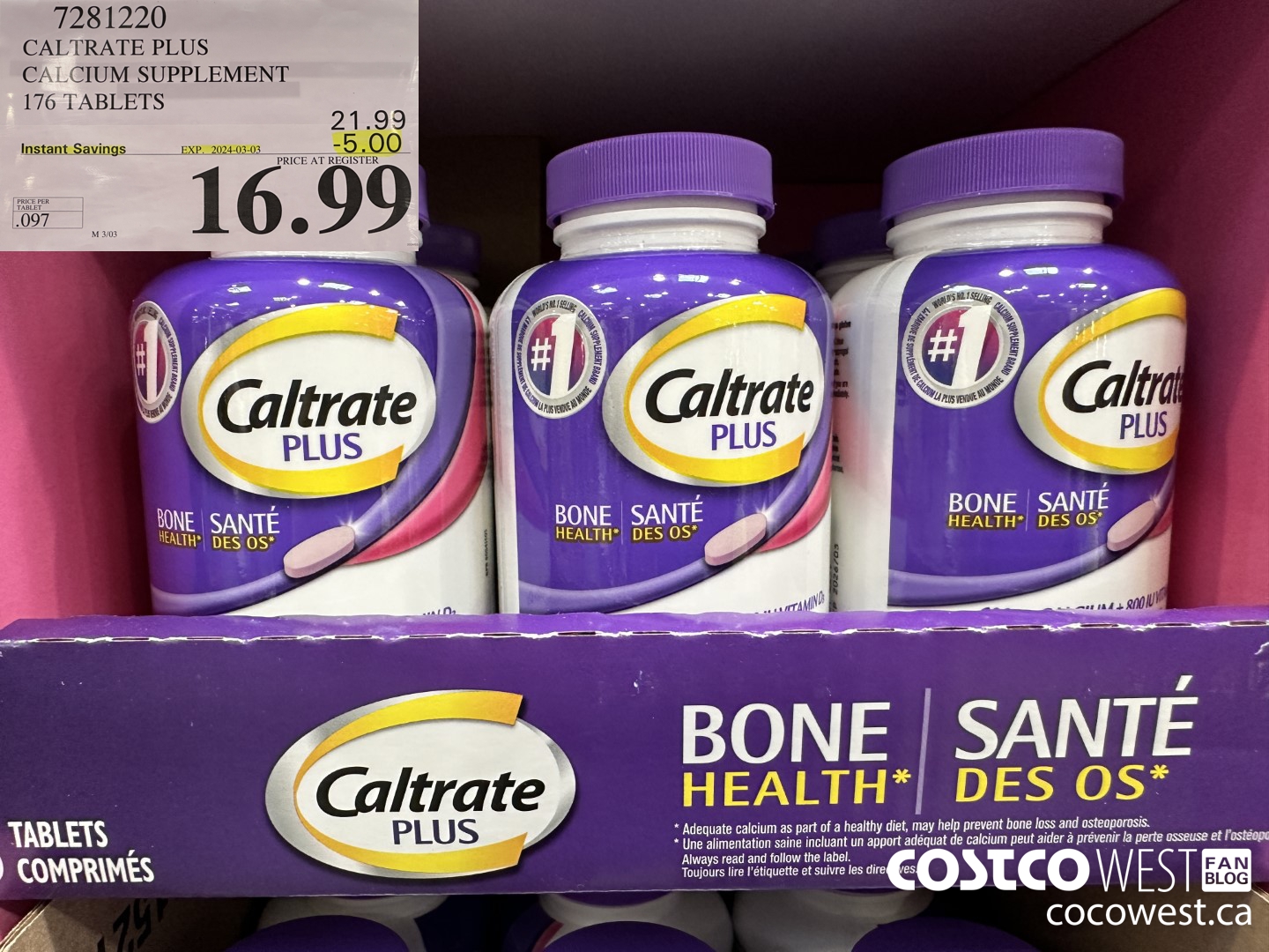 7281220 CALTRATE PLUS CALCIUM SUPPLEMENT 176 TABLETS ($5.00 INSTANT SAVINGS EXPIRES ON 2024-03-03) $16.99