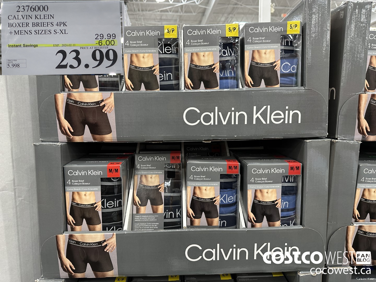 2376000 CALVIN KLEIN BOXER BRIEF 4PK MENS SIZES S-XL ($6.00 INSTANT SAVINGS EXPIRES ON 2024-02-11) $23.99