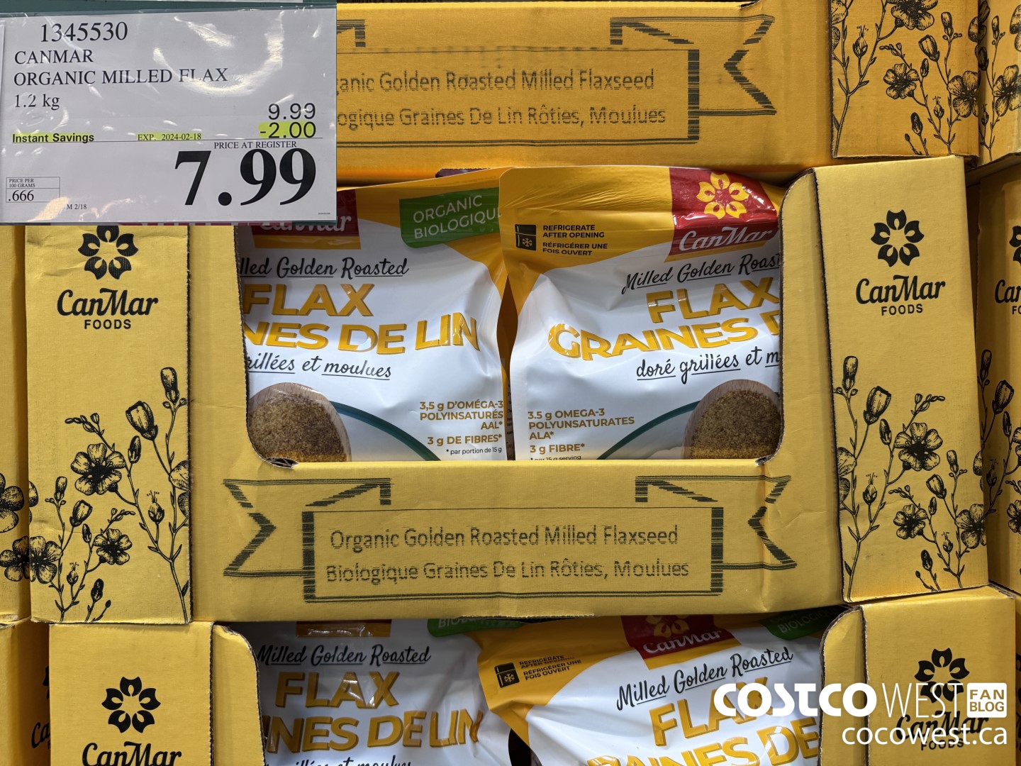 1345530 CANMAR ORGANIC MILLED FLAX 1.2kg ($2.00 INSTANT SAVINGS EXPIRES ON 2024-02-18) $7.99