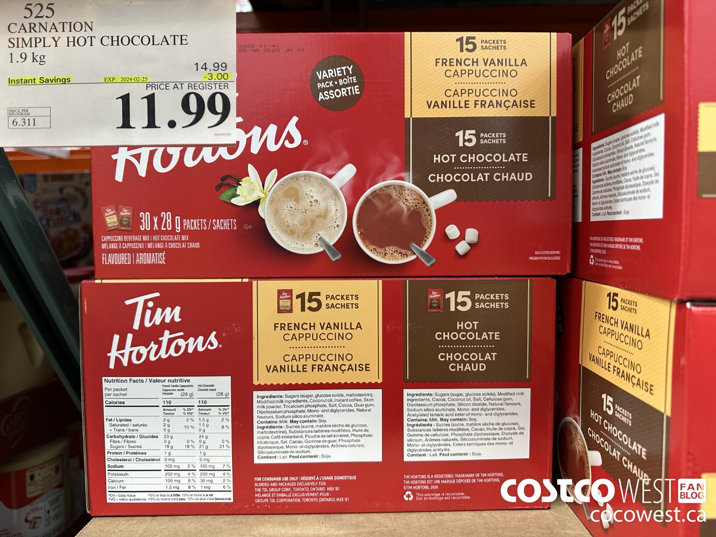 525 CARNATION 5 SIMPLE INGREDIENTS HOT CHOCOLATE 1.9 kg ($3.00 INSTANT SAVINGS EXPIRES ON 2024-02-25) $11.99