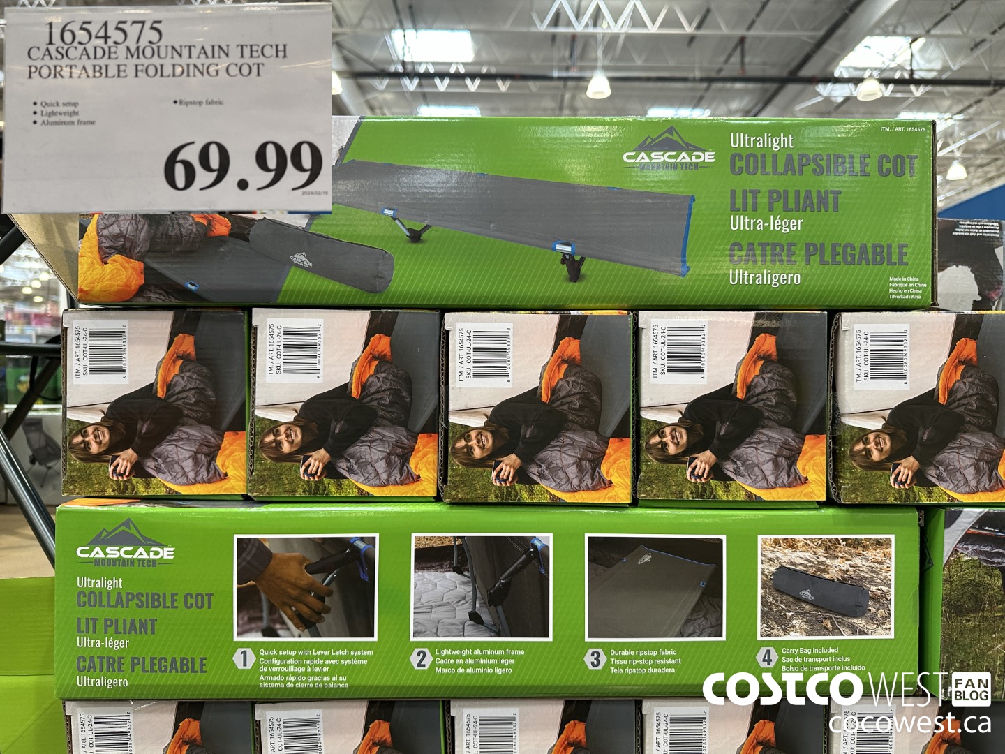 1654575 CASCADE MOUNTAIN TECH PORTABLE FOLDING COT $69.99