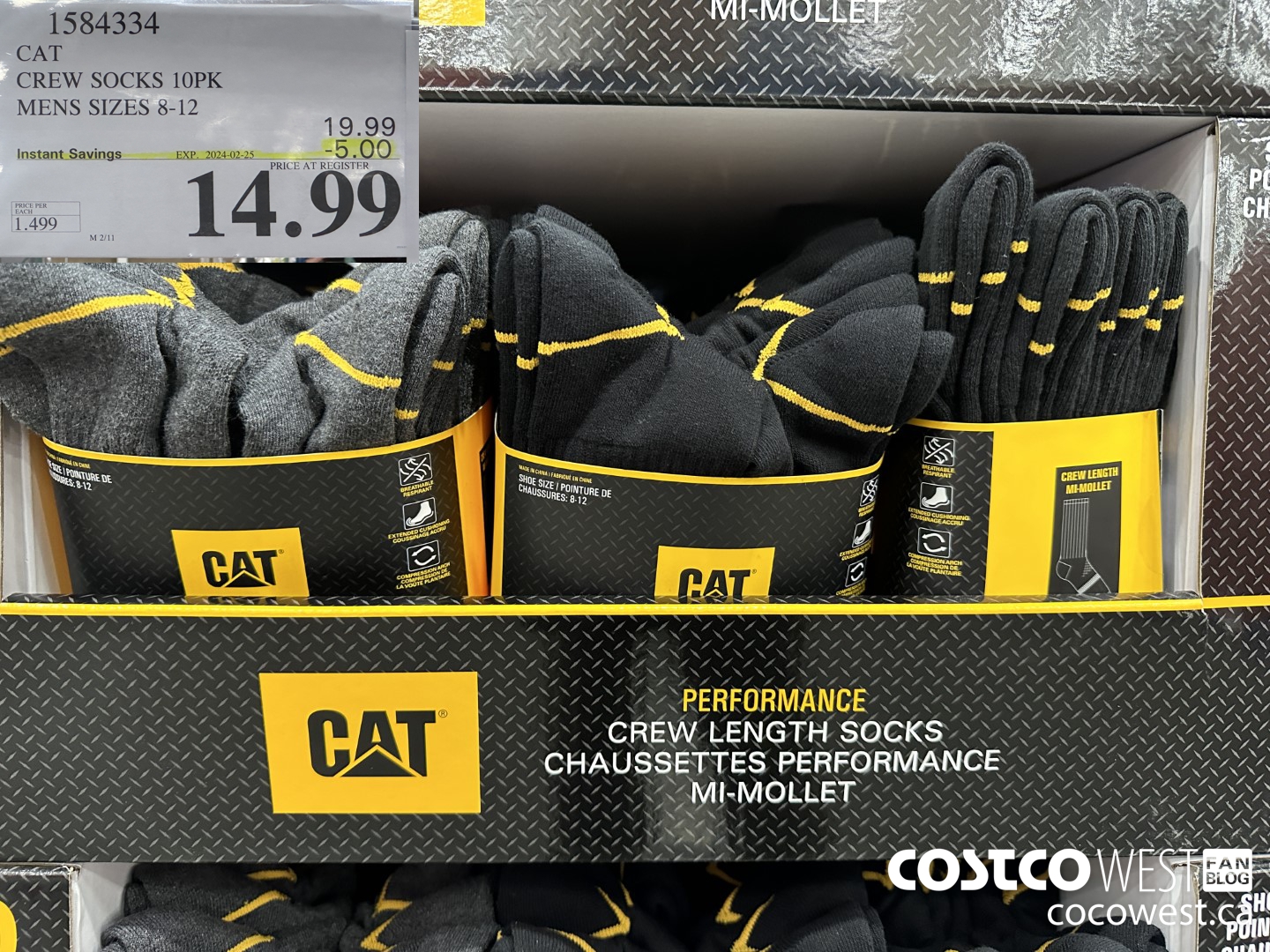 1584334 CAT CREW SOCKS 10PK MENS SIZES 8-12 ($5.00 INSTANT SAVINGS EXPIRES ON 2024-02-25) $14.99
