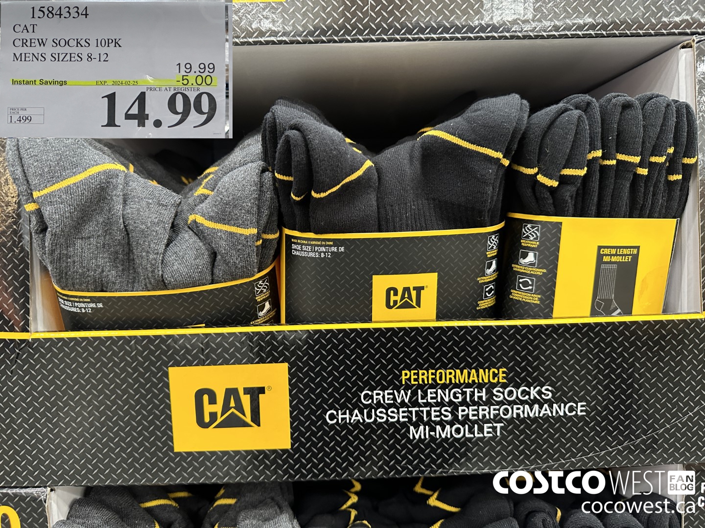 1584334 CAT CREW SOCKS 10PK MENS SIZES 8-12 ($5.00 INSTANT SAVINGS EXPIRES ON 2024-02-25) $14.99